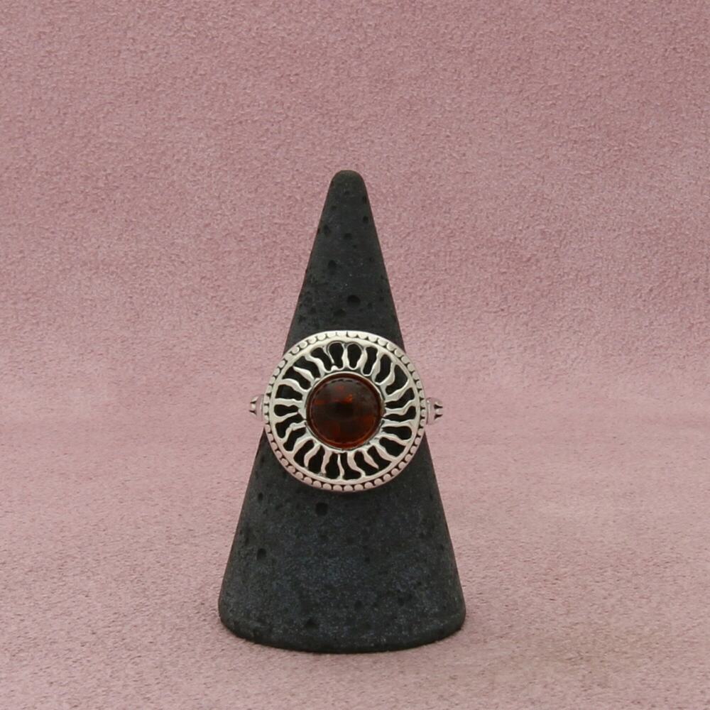 sterling silver amber sun ring size 7.25